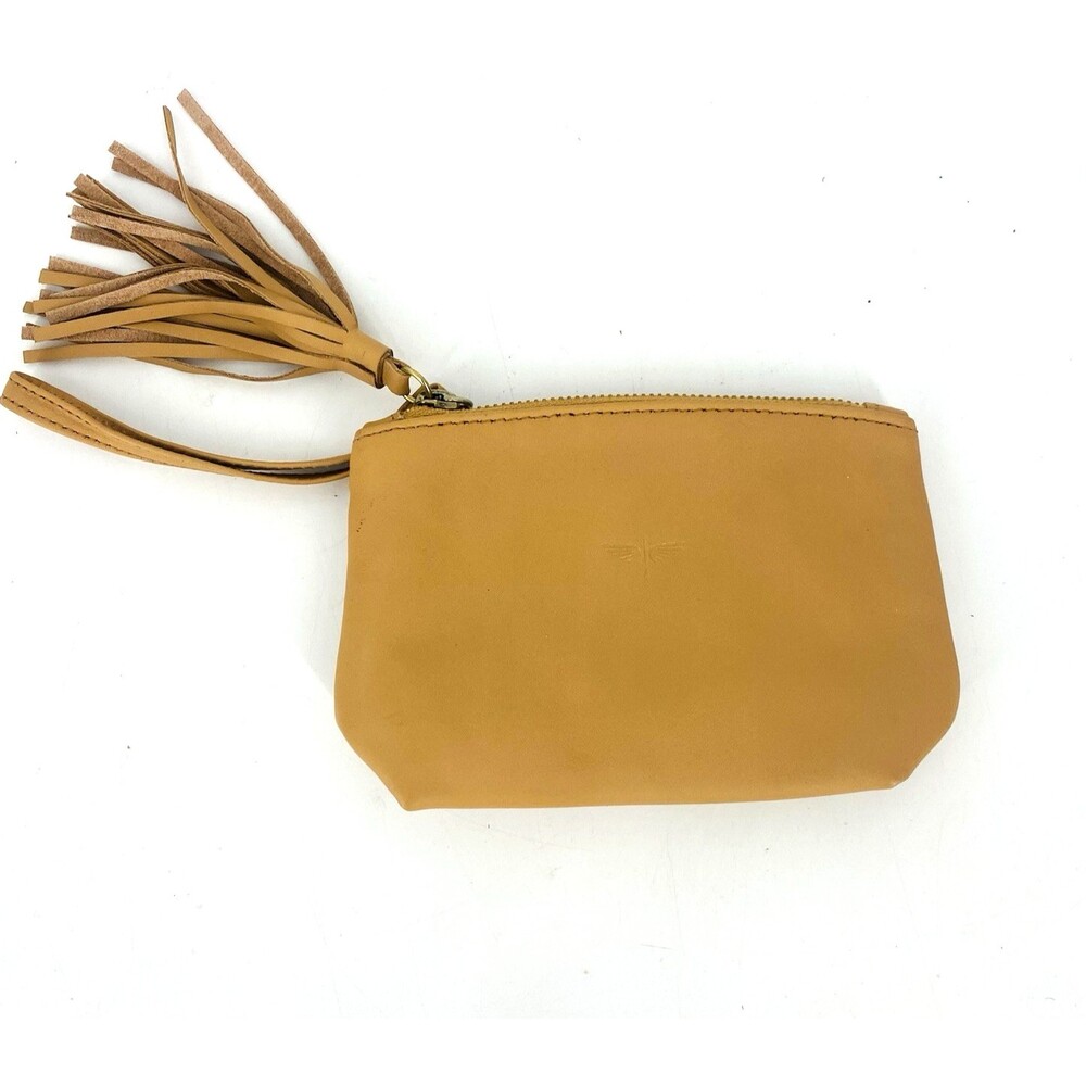 Clhei Maui Honey Tan Cow Leather Coin Purse Tassel Pouch Small Bag Boho